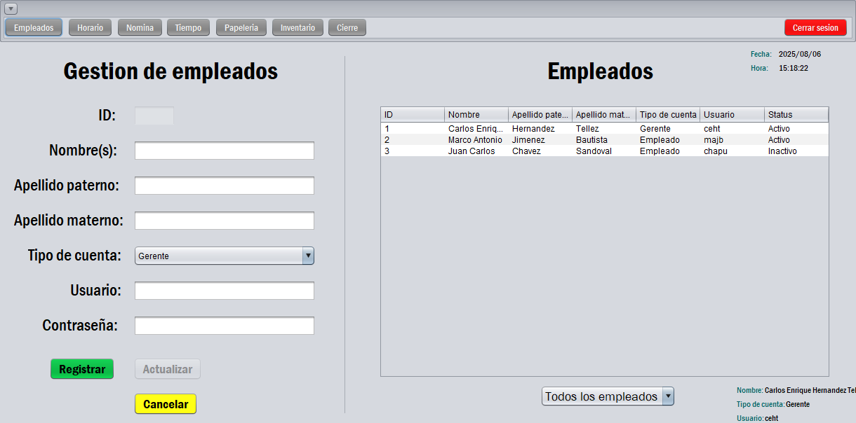 Gestión de empleados