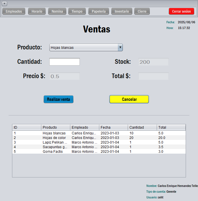 Control de ventas