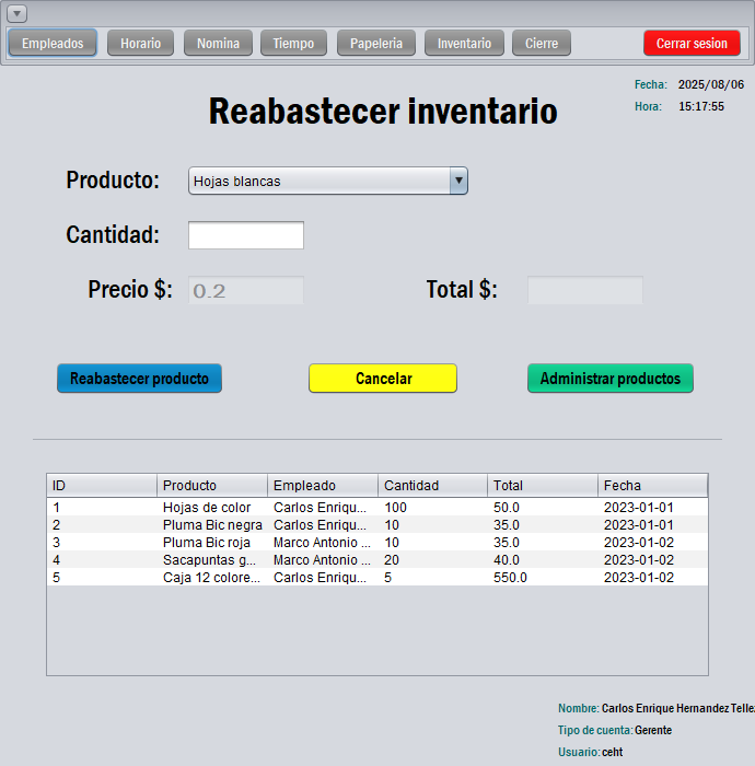 Inventario de productos