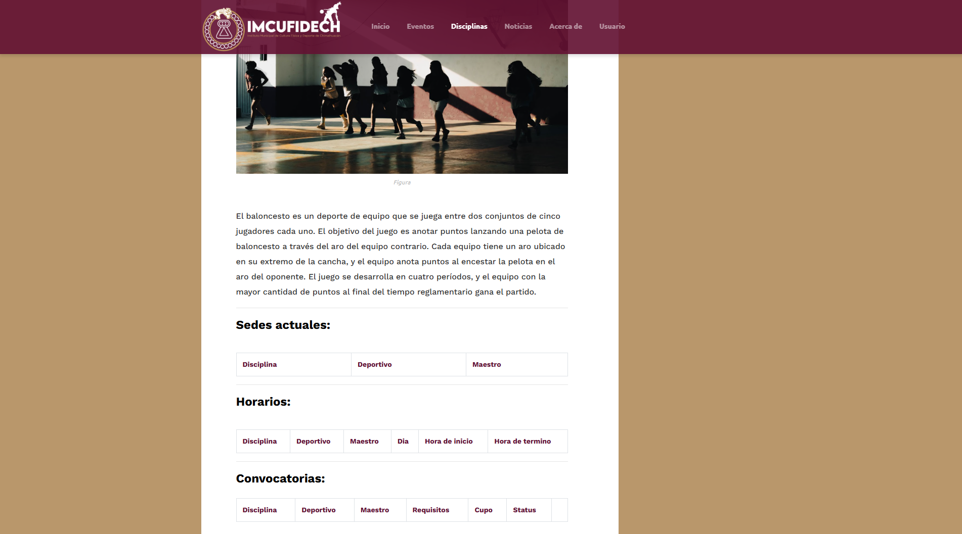 Información y datos de la disciplina