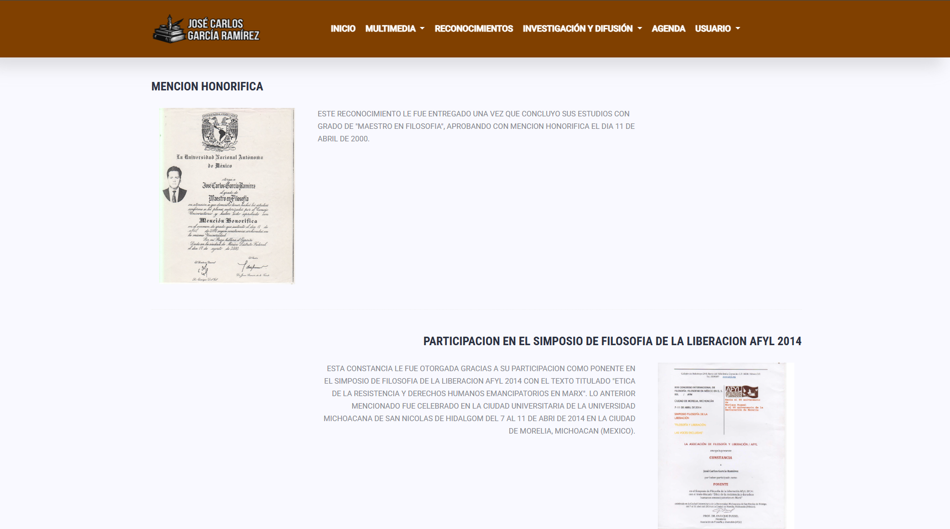 Apartado de reconocimientos